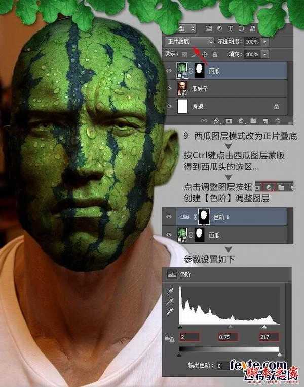 photoshop快速合成制作有趣科幻的西瓜人