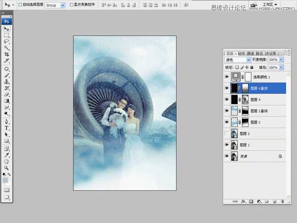 Photoshop将婚纱照片调出梦幻韩风雪景效果