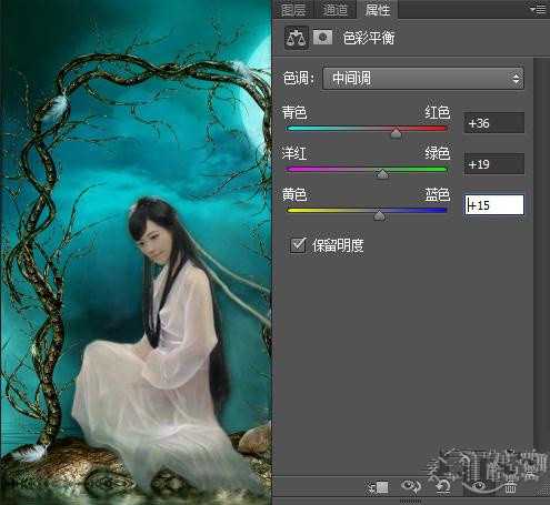 Photoshop(ps)合成月夜镜湖美女图教程