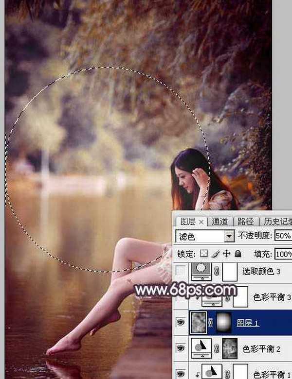 Photoshop为水景美女图片打造出高对比的暖色特效