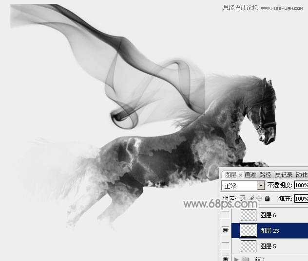 Photoshop将骏马图制作中国风特效水墨效果