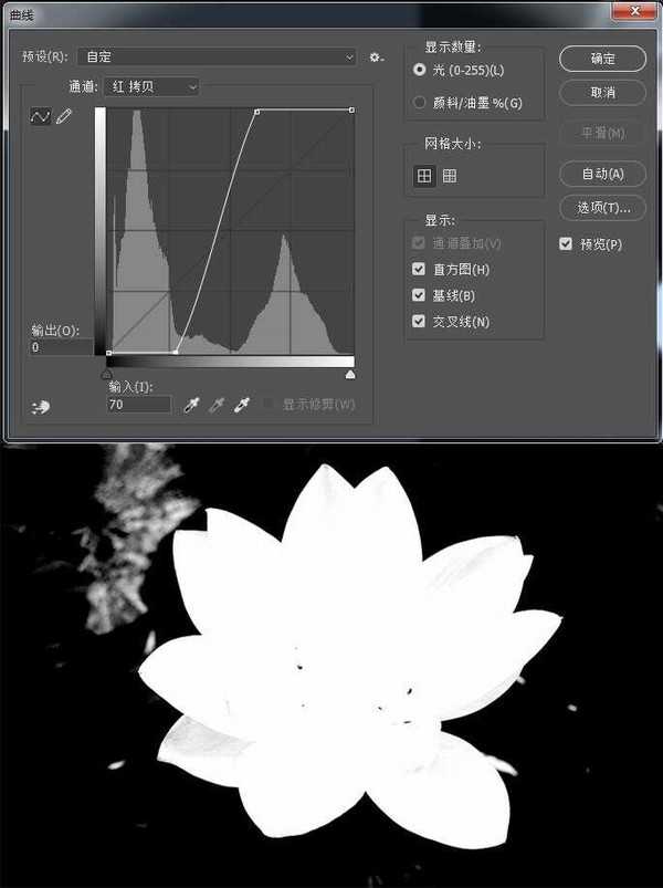 Photoshop怎么用曲线工具快速抠出池塘里的荷花？