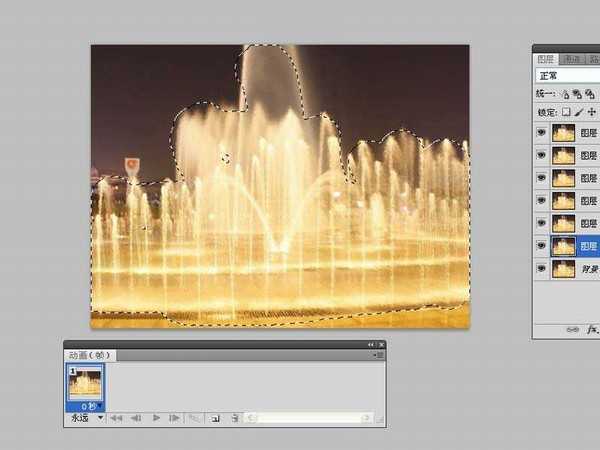 ps怎么给喷泉静态图添加动态效果?
